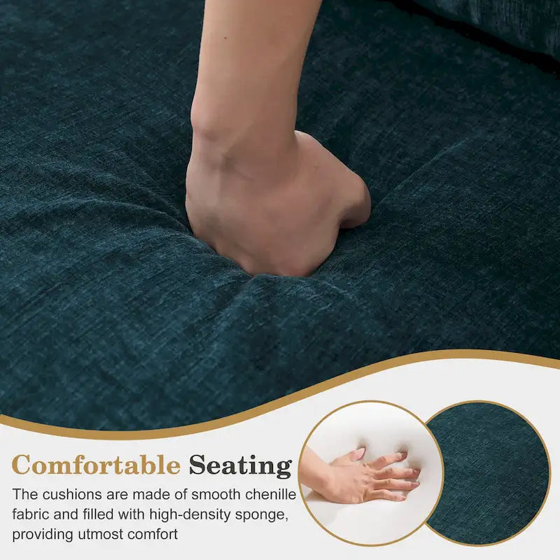 Poltrona moderna imbottita con borchie e gambe in legno