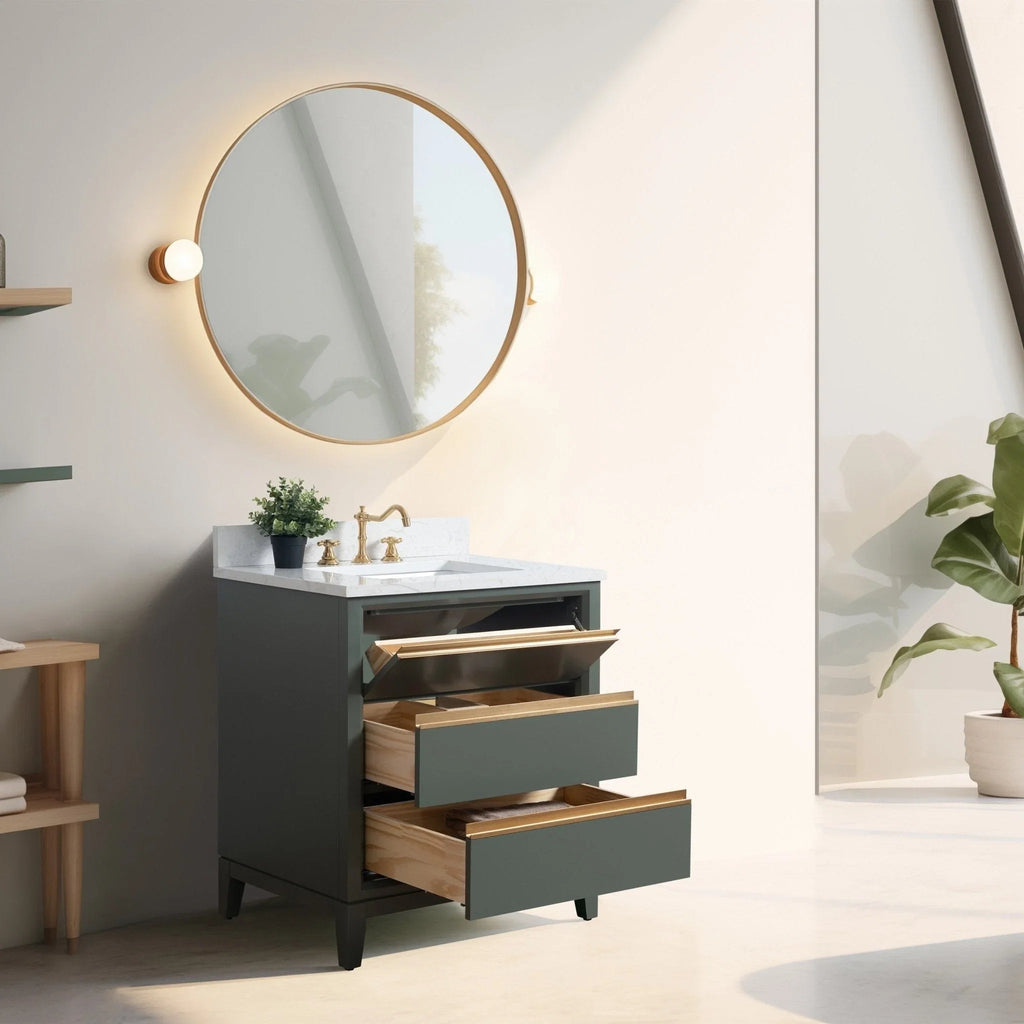 Mobile da Bagno Vanity Art con Lavabo in Ceramica e Top in Marmo Ricomposto