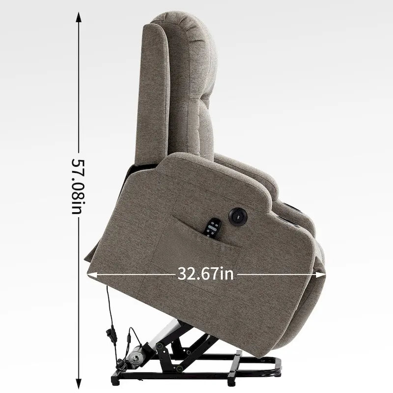Poltrona reclinabile Power Lift, poltrona massaggiante moderna a motore singolo con riscaldamento lombare, porta di ricarica USB, portabicchieri