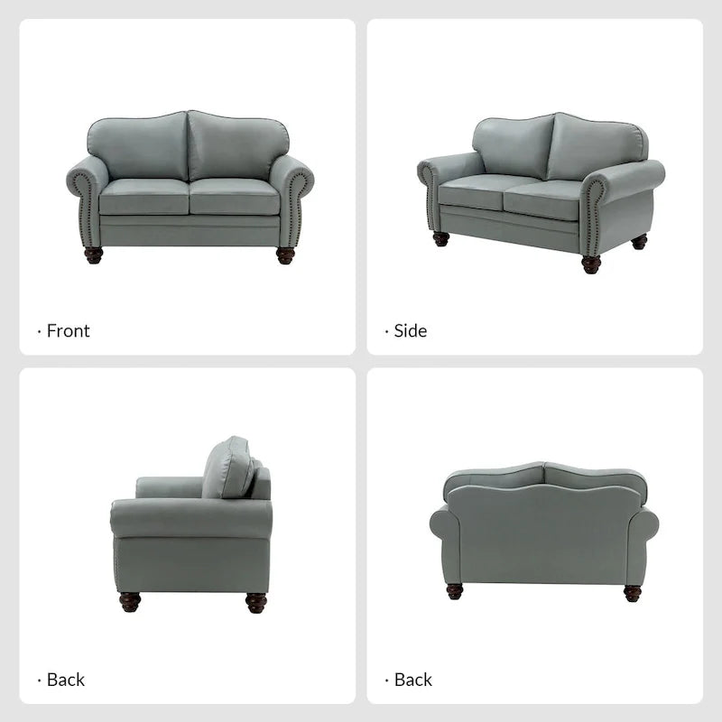 Divano transizionale in vera pelle con schienale trapuntato