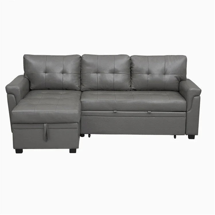 Divano componibile convertibile reversibile con letto estraibile, chaise longue con contenitore nascosto e gambe durevoli