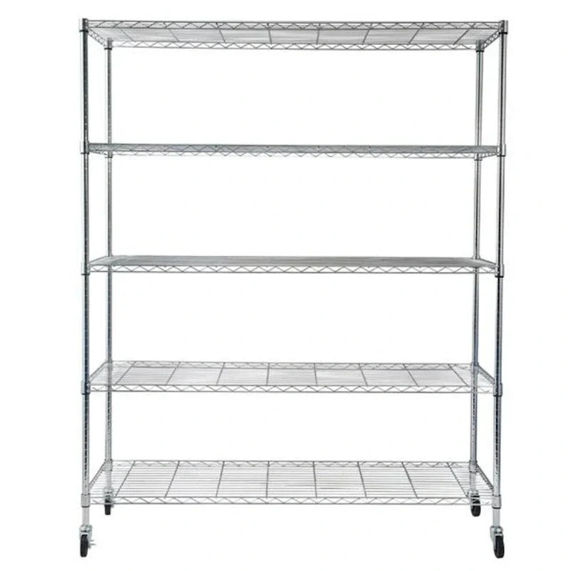 Scaffalatura in acciaio a 5 ripiani con ruote - (59.06 x 17.72 x 70.87)
