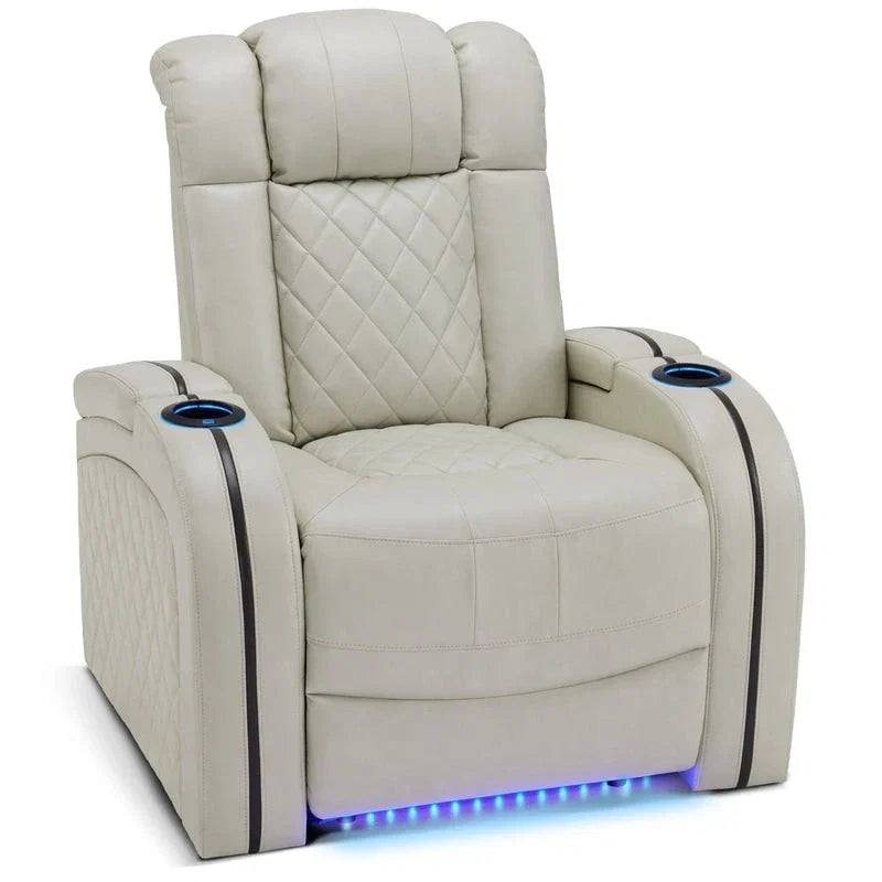 Poltrona reclinabile MCombo con poggiatesta regolabile, sedile home theater a doppio motore con porta USB, pelle traspirante HTS411