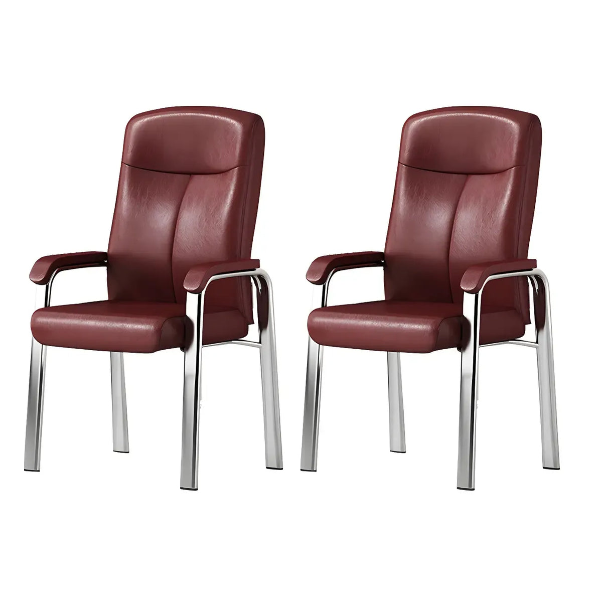 Sedia da ufficio HomeyFad moderna in pelle e metallo a 4 gambe con braccioli