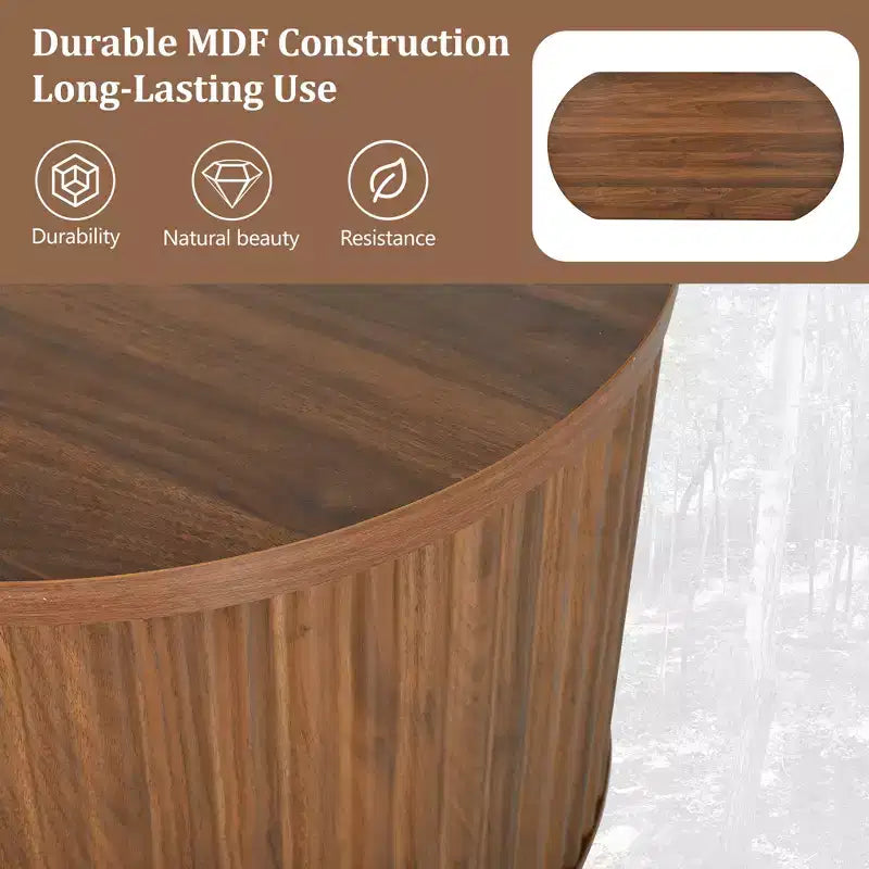 47.2 Table basse relevable avec compartiment caché, ovale, marron