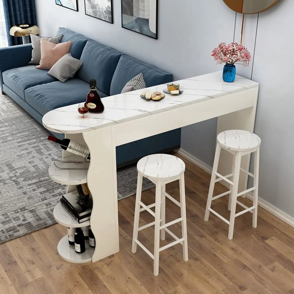 Tavoli da bar moderni con scaffali asimmetrici in legno bianco e nero
