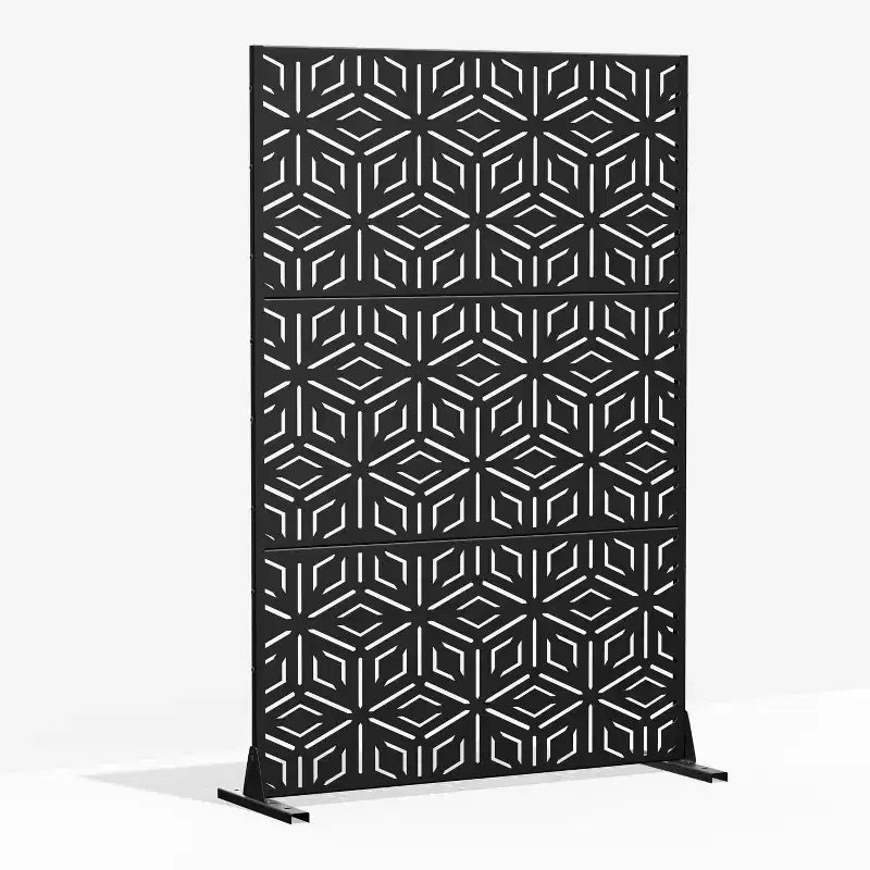 MAYEERTY Divisorio per ambienti, motivo Francis Rice, in lamiera zincata nera, 72x47x2 pollici, set da 3 pezzi