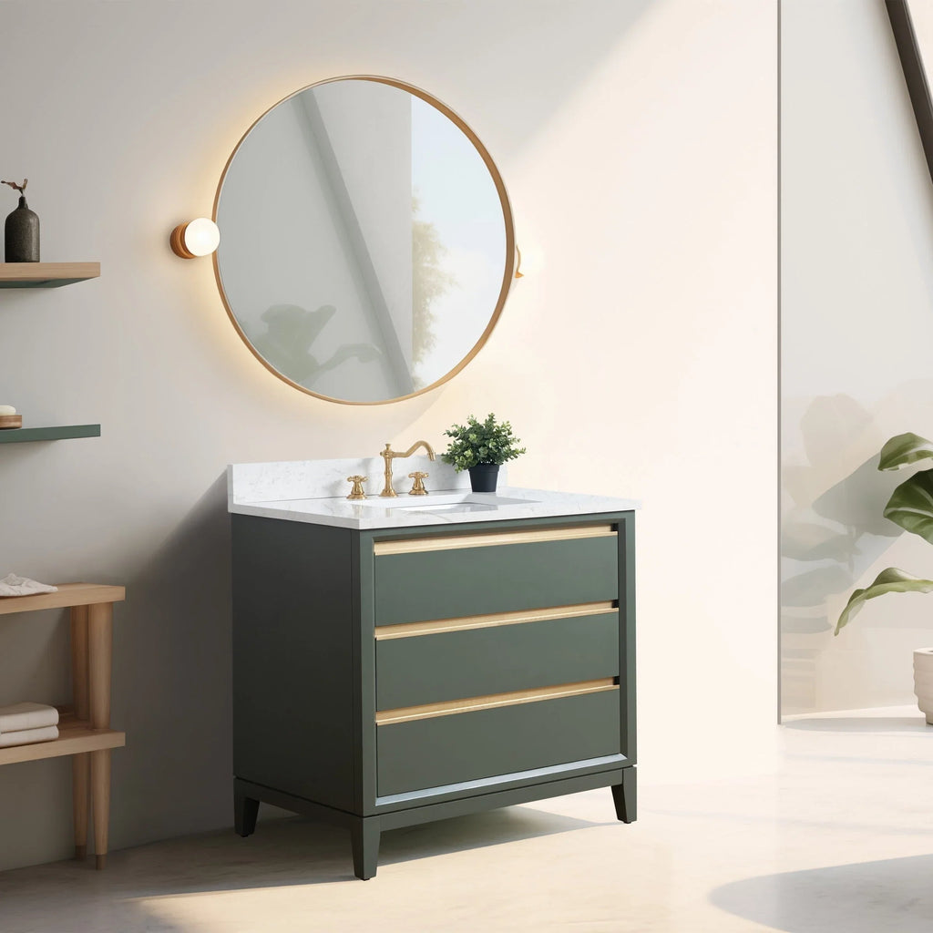 Mobile da Bagno Vanity Art con Lavabo in Ceramica e Top in Marmo Ricomposto