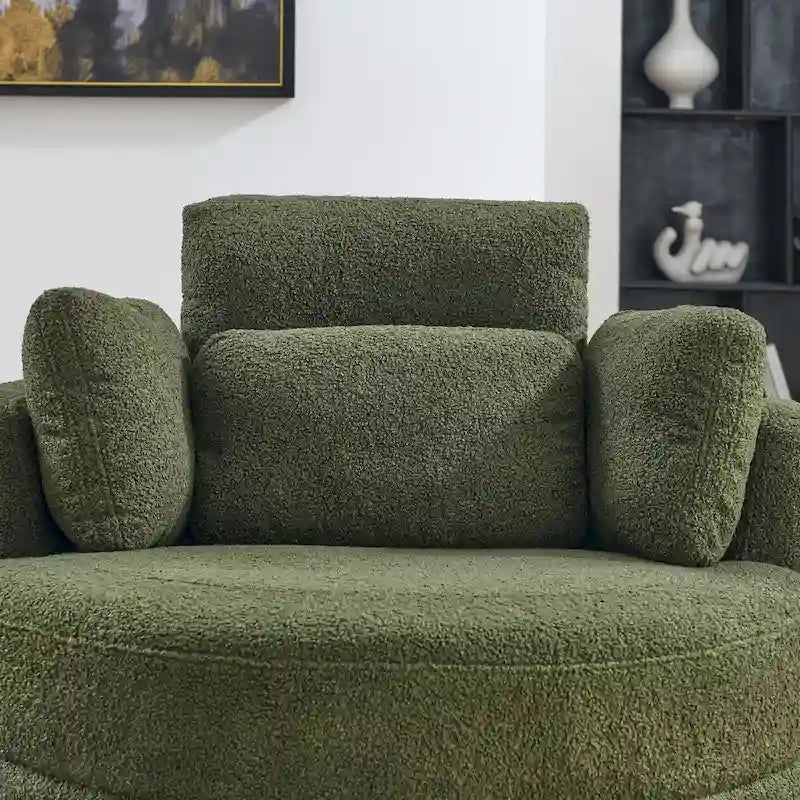 Poltrona a botte girevole di grandi dimensioni con pouf contenitore a forma di luna