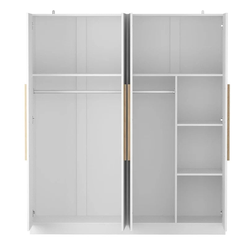 Armadio moderno freestanding in legno massiccio con ripiani