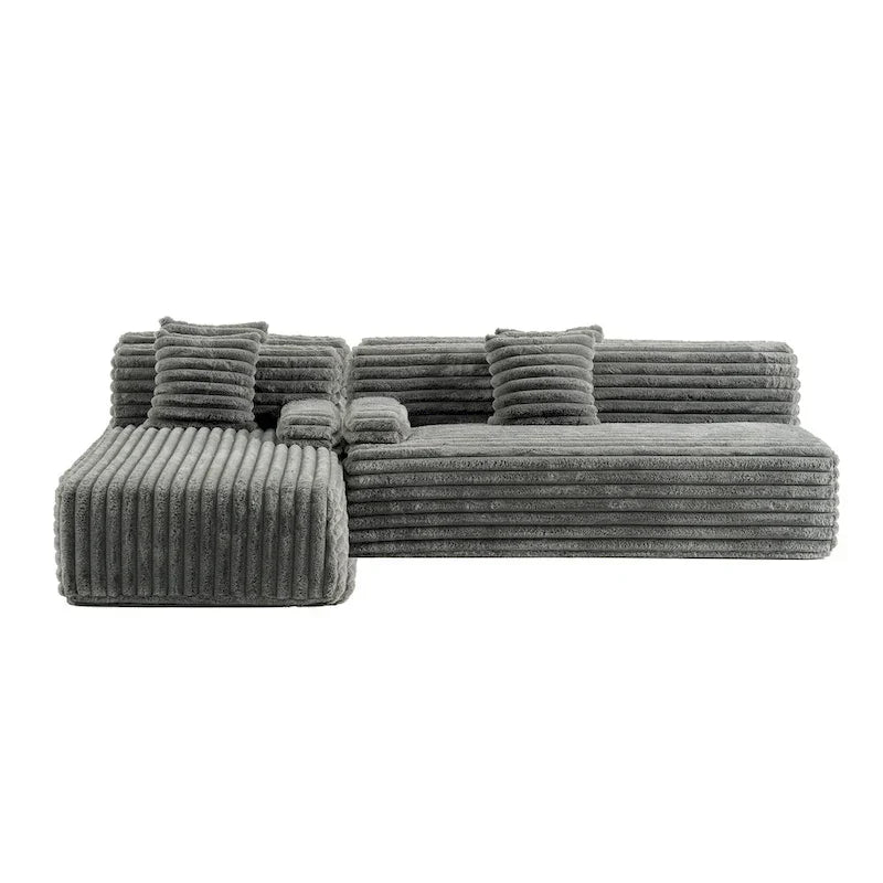Divano componibile Cloud, divano moderno imbottito con 2 cuscini decorativi, divano combinabile liberamente, divano componibile a L