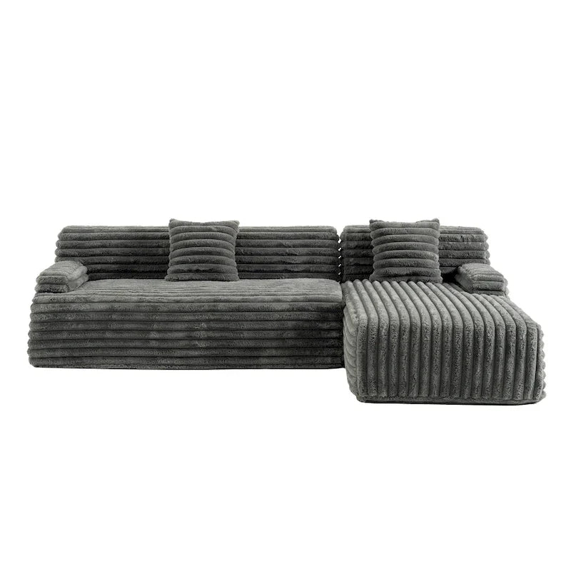 Divano componibile Cloud, divano moderno imbottito con 2 cuscini decorativi, divano combinabile liberamente, divano componibile a L