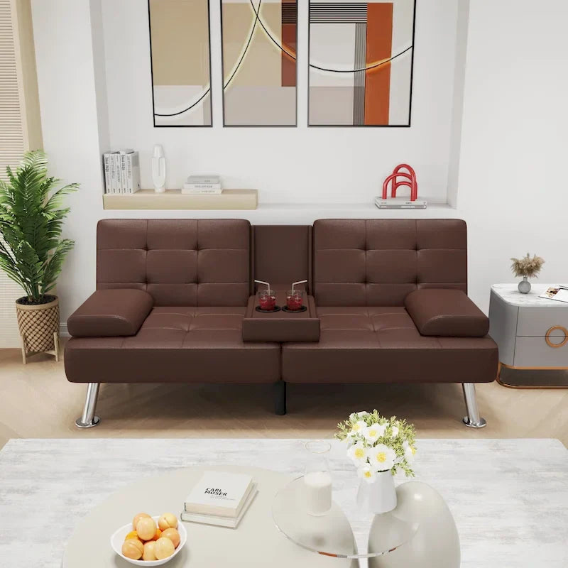 Divano letto futon convertibile Homall con portabicchieri e cuscini