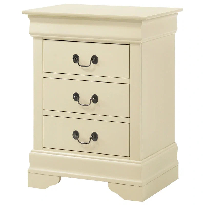 Comodino in legno a 3 cassetti