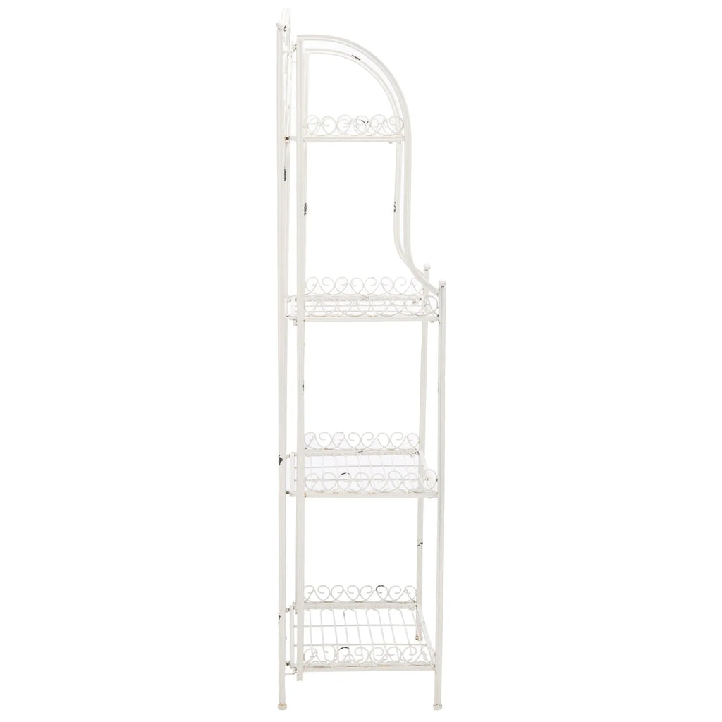 SAFAVIEH Bryn Scaffale da panettiere da esterno a 4 ripiani in ferro battuto vittoriano - 25 pollici L x 15 pollici P x 63 pollici H - 25 L x 15 P x 63 H