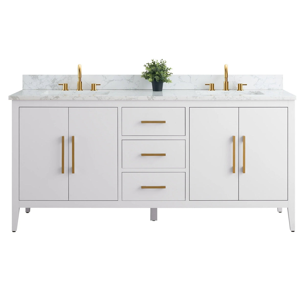 Mobile lavabo doppio Vanity Art 72 per bagno con piano in marmo composito