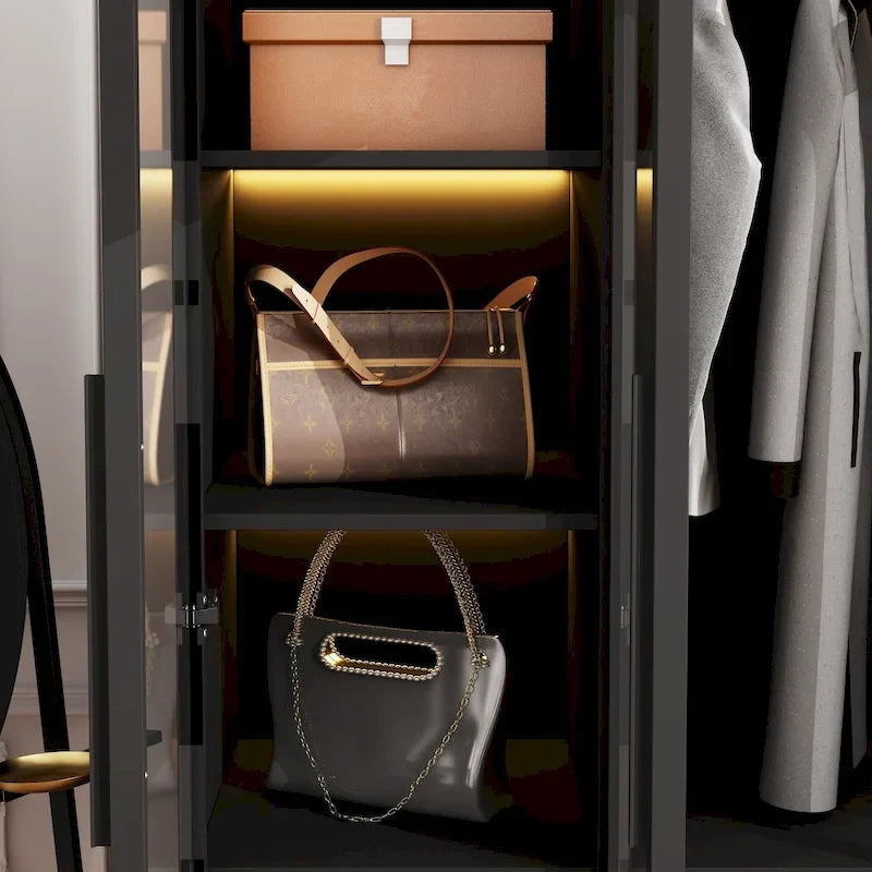 Armadio con ante in vetro da 120 cm con luce LED integrata