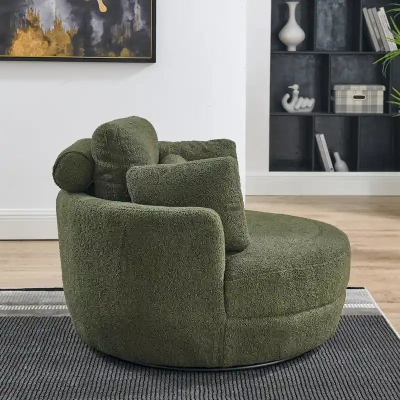 Poltrona a botte girevole di grandi dimensioni con pouf contenitore a forma di luna
