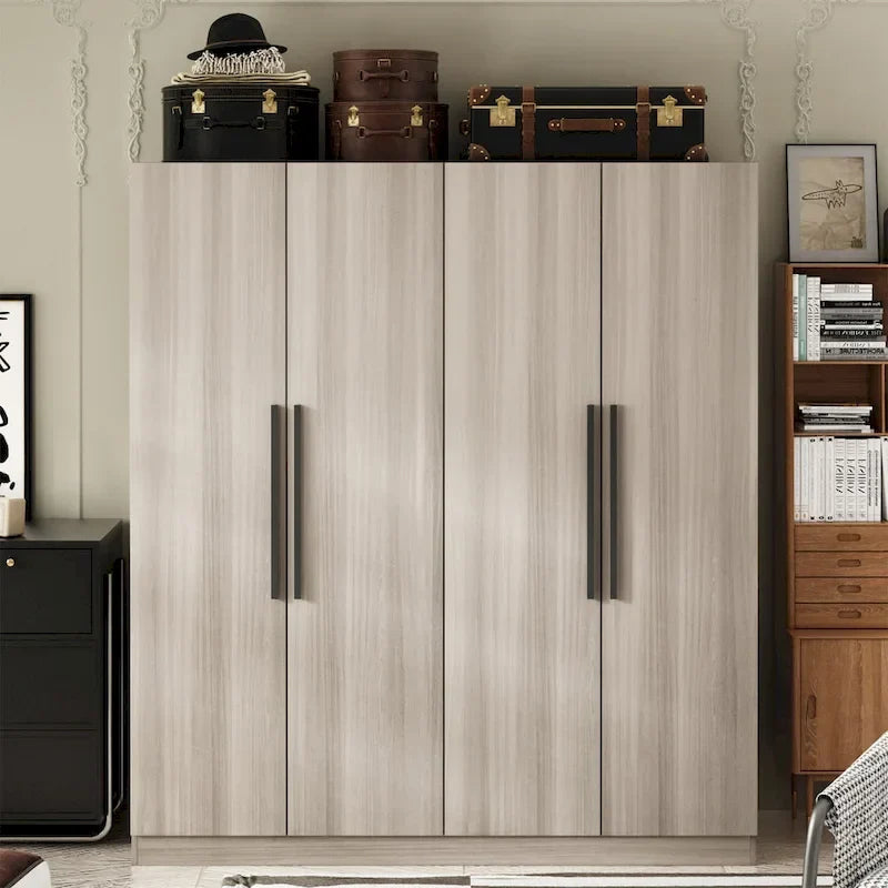 Armadio moderno freestanding in legno massiccio con ripiani