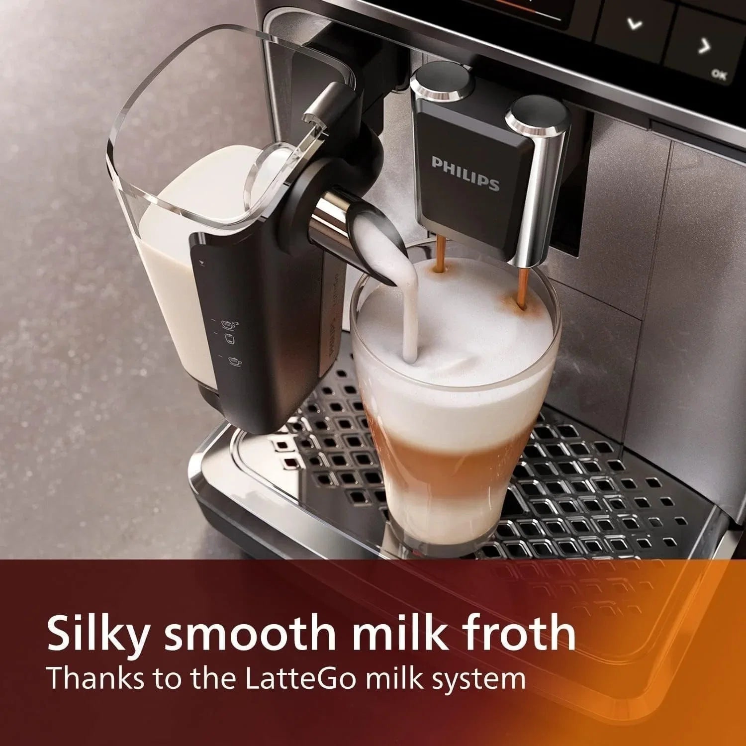 Macchina da Caffè Espresso Premium, 12 Bevande Calde/Fredde, Sistema LatteGo, Macinacaffè in Ceramica, Cromo Nero