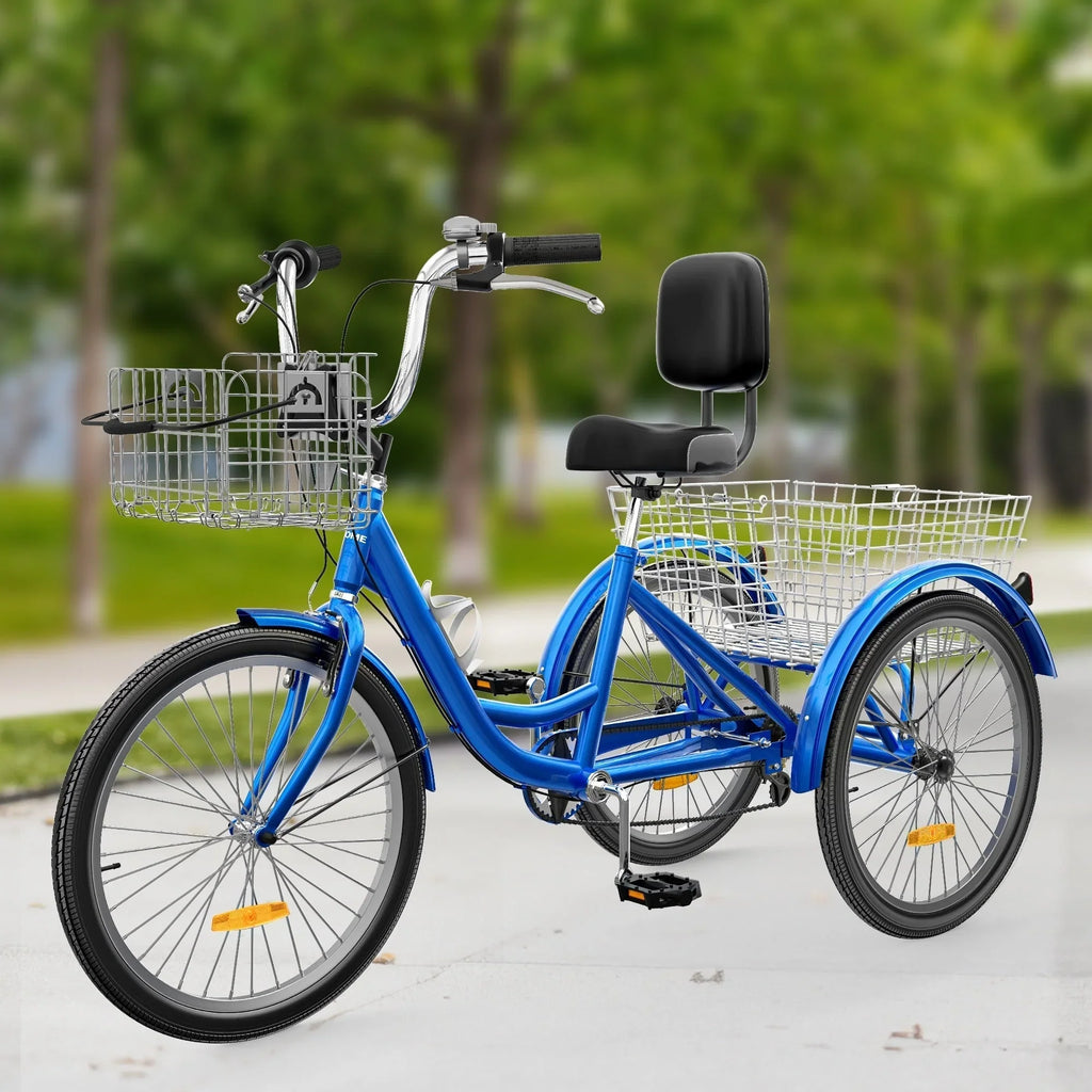 26 Triciclo per adulti Bici a 3 ruote Triciclo a 7 velocità
