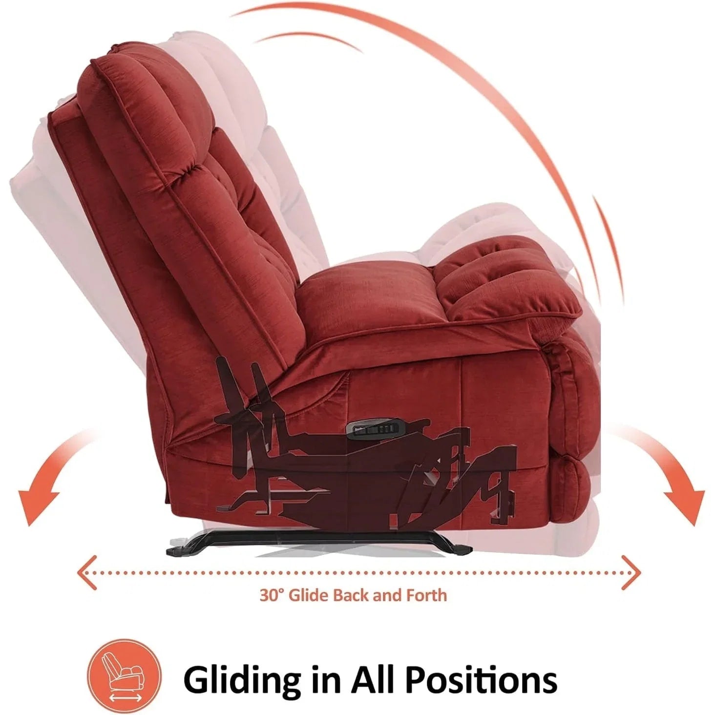 MCombo Poltrona Reclinabile Basculante Elettrica Oversize senza Braccioli con Doppio Motore, Reclinabile Zeroarms Perfetta per Soggiorno in Tessuto PR607