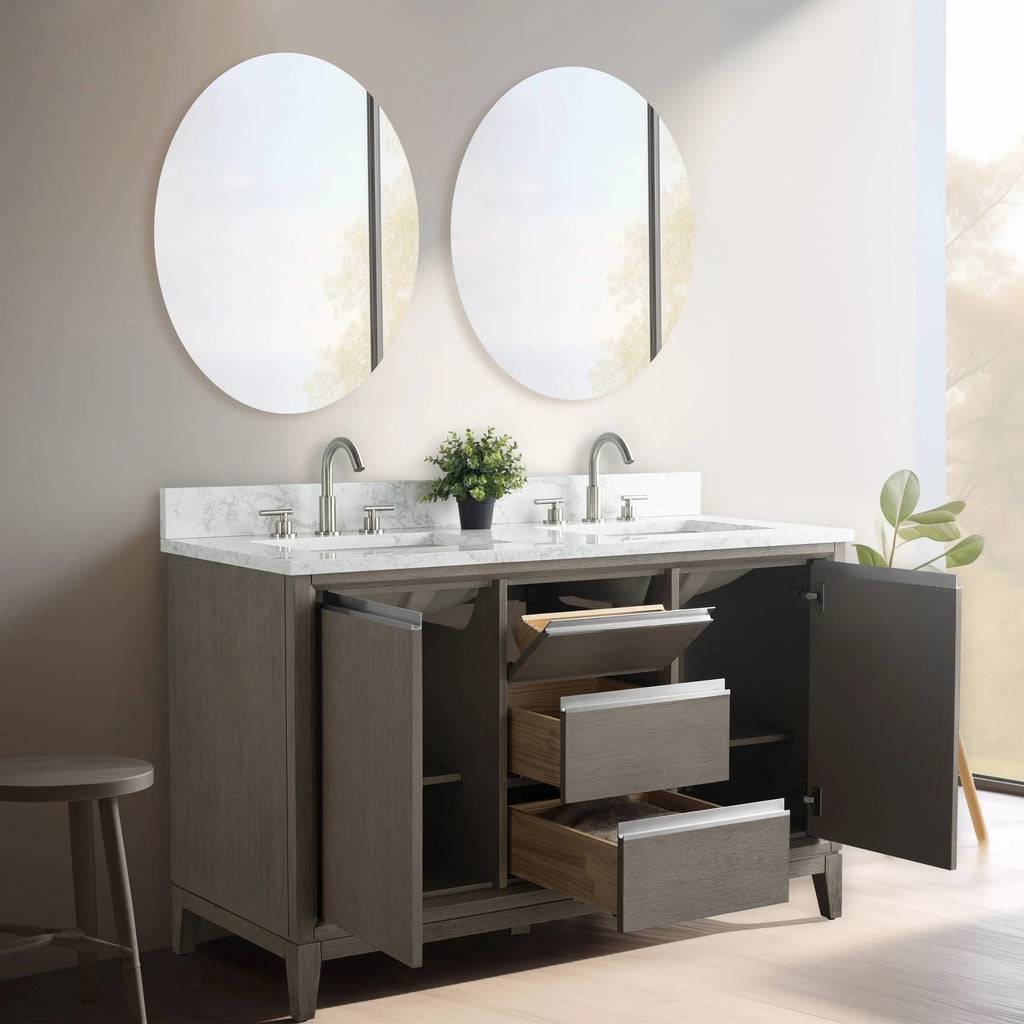 Mobile da Bagno Vanity Art con Lavabo in Ceramica e Top in Marmo Ricomposto