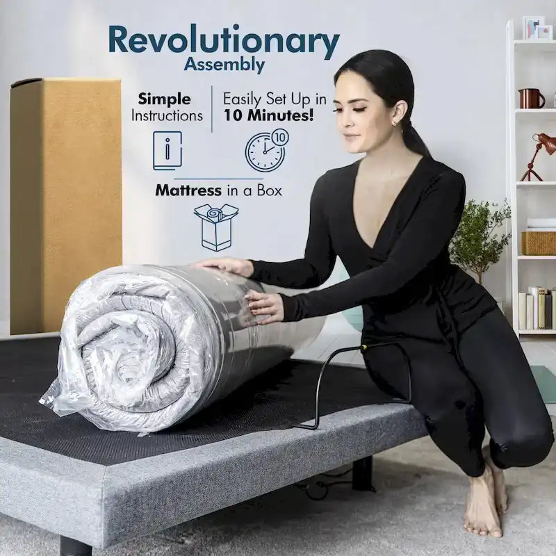 Telaio del letto regolabile con materasso in memory foam al gel di media durezza, doppio massaggio, porte USB, app, telecomando