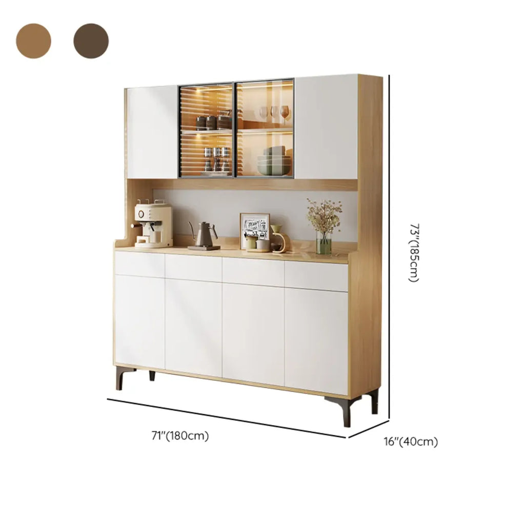 Credenza grande in legno e vetro con alzata superiore