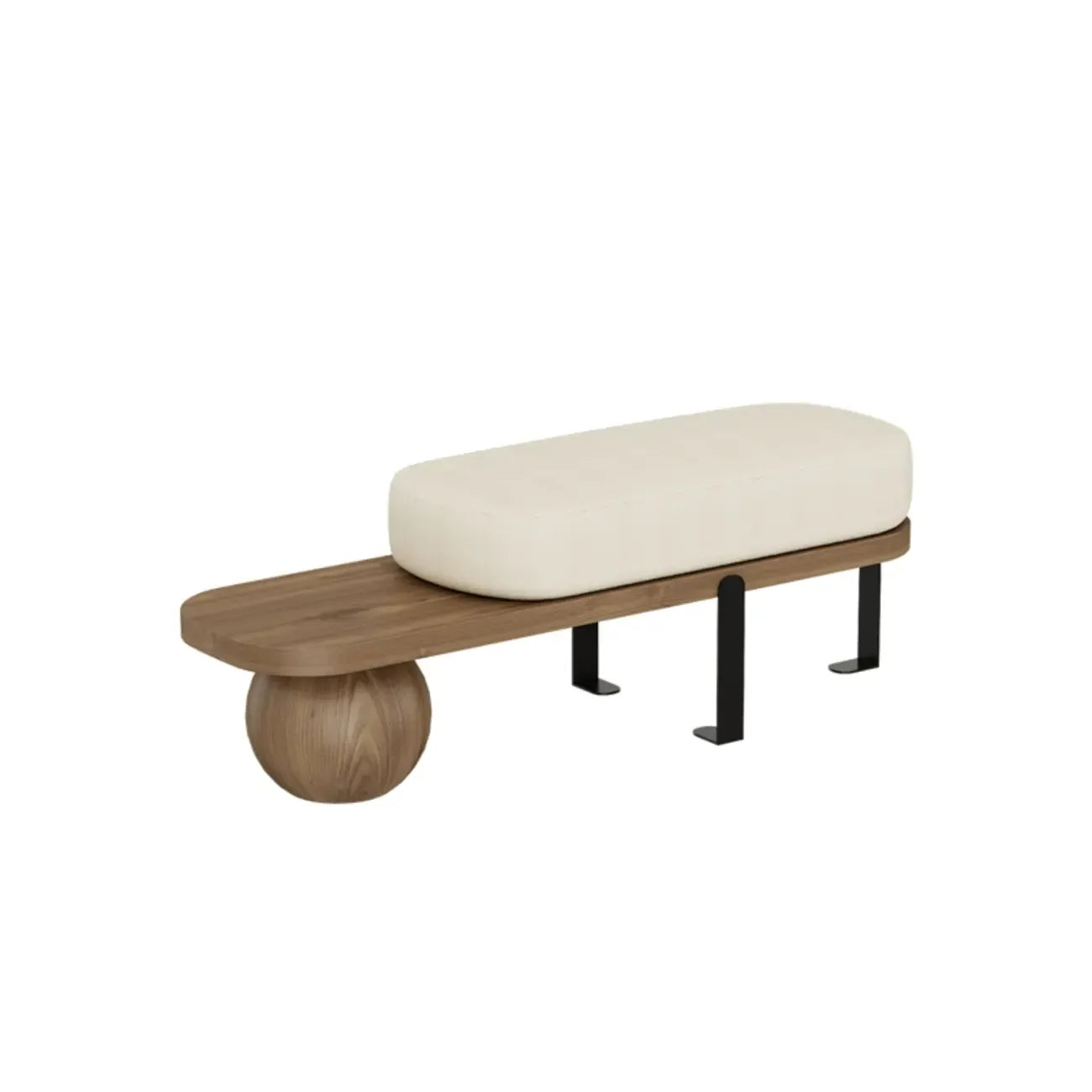 Panca bassa moderna in legno imbottita beige