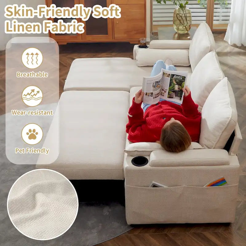 Divano letto a L da 80", Divano letto a scomparsa, Divano letto convertibile con penisola reversibile
