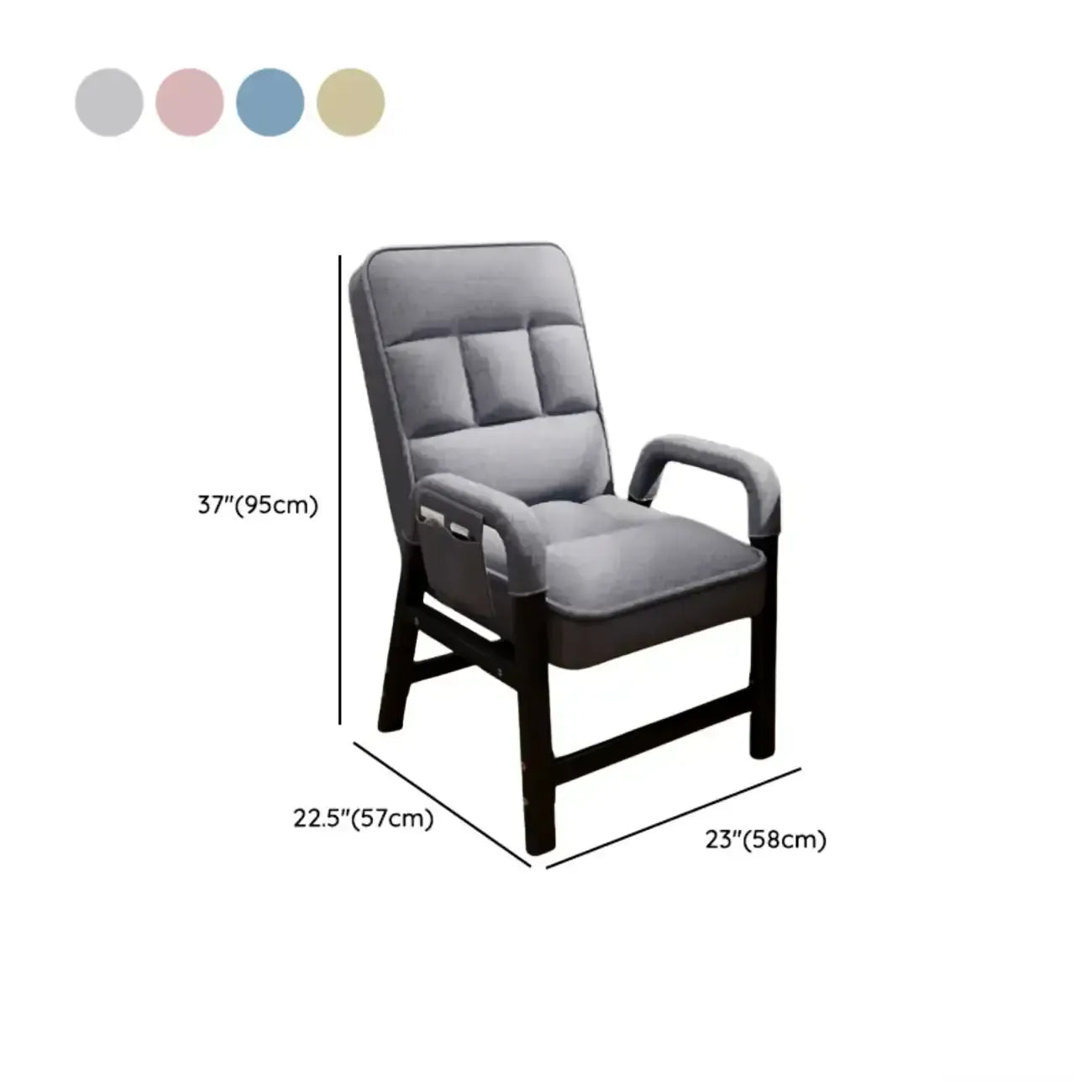Sedia da ufficio moderna con 4 gambe, imbottita in tessuto grigio