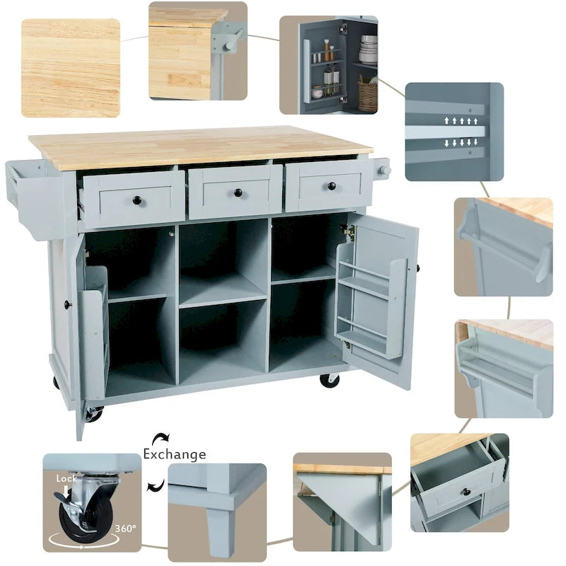 Carrello da Cucina su Ruote Portatile con Contenitore