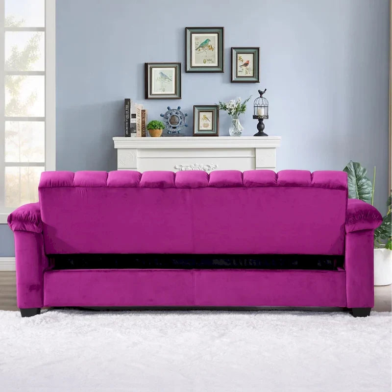 Divano letto convertibile in velluto da 82,7" con 2 cuscini