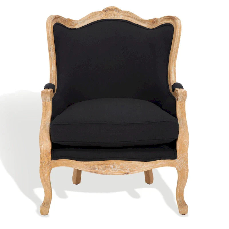 Poltrona con orecchioni Kali Oak in lino naturale - 34Lx34Px40H