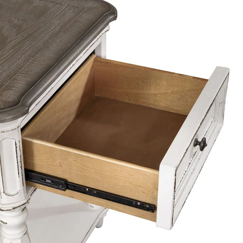Comodino con Gambe Antico Bianco Magnolia Manor
