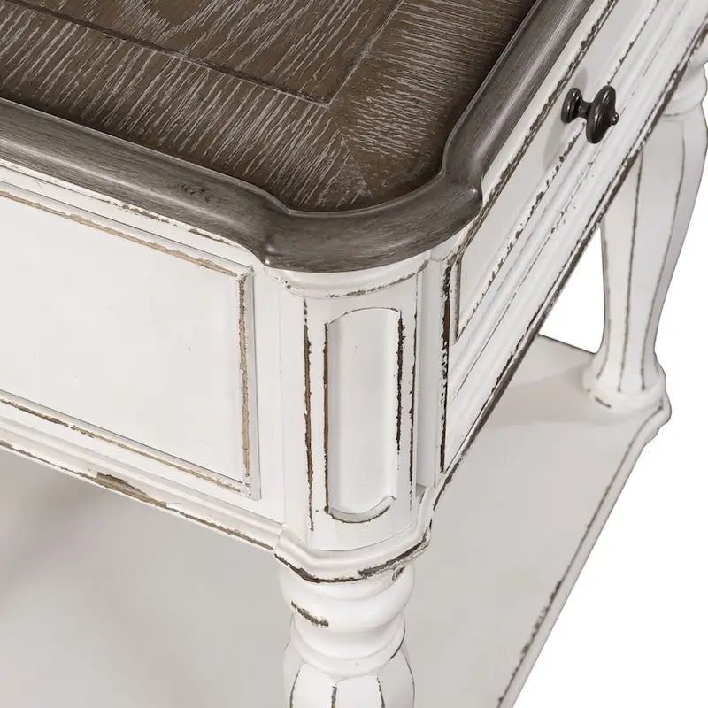 Comodino con Gambe Antico Bianco Magnolia Manor