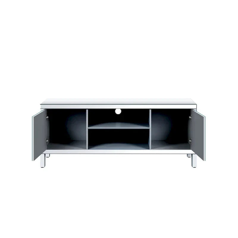 Mobile TV da 59 pollici con ante a specchio a forma di diamante e spazio di archiviazione, per TV fino a 65 pollici