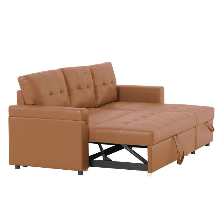 Divano sezionale reversibile con letto estraibile, chaise longue con contenitore nascosto, gambe durevoli,