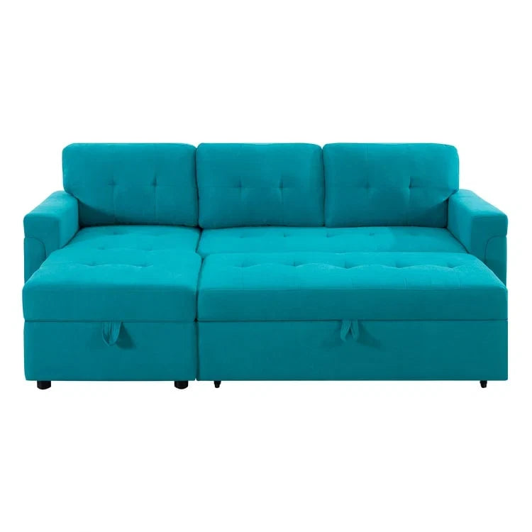 Divano sezionale reversibile con letto estraibile, chaise longue con contenitore nascosto, gambe durevoli,