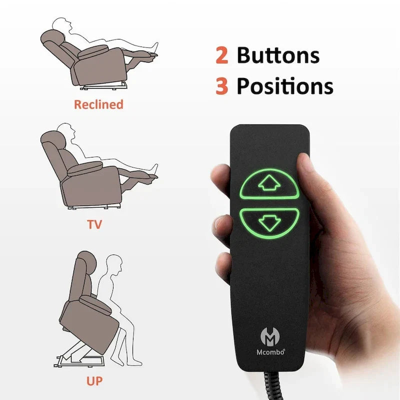 MCombo Poltrona Reclinabile Grande Elettrica con Poggiapiedi Esteso per Anziani Robusti e Alti, Telecomando, Portabicchieri, Tessuto 7426