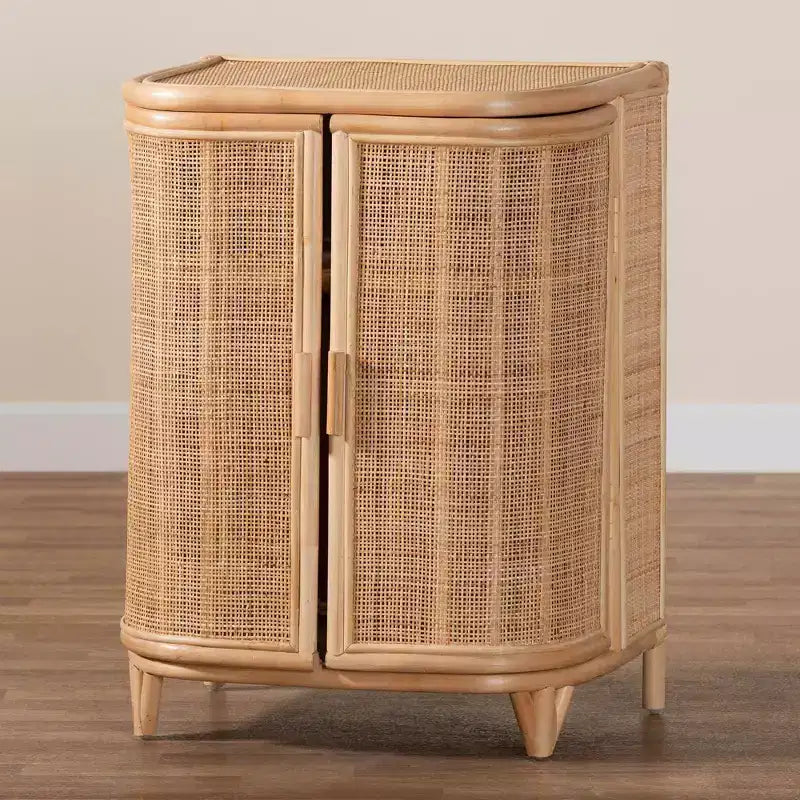 bali & pari Yanka Meuble de Rangement en Rotin Naturel: Fait à la Main, 2 Étagères, Design Bohème