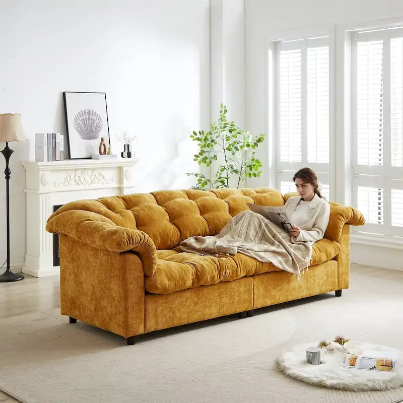 99.2  Divano profondo Chenille Comfort, Divano soffice effetto nuvola imbottito