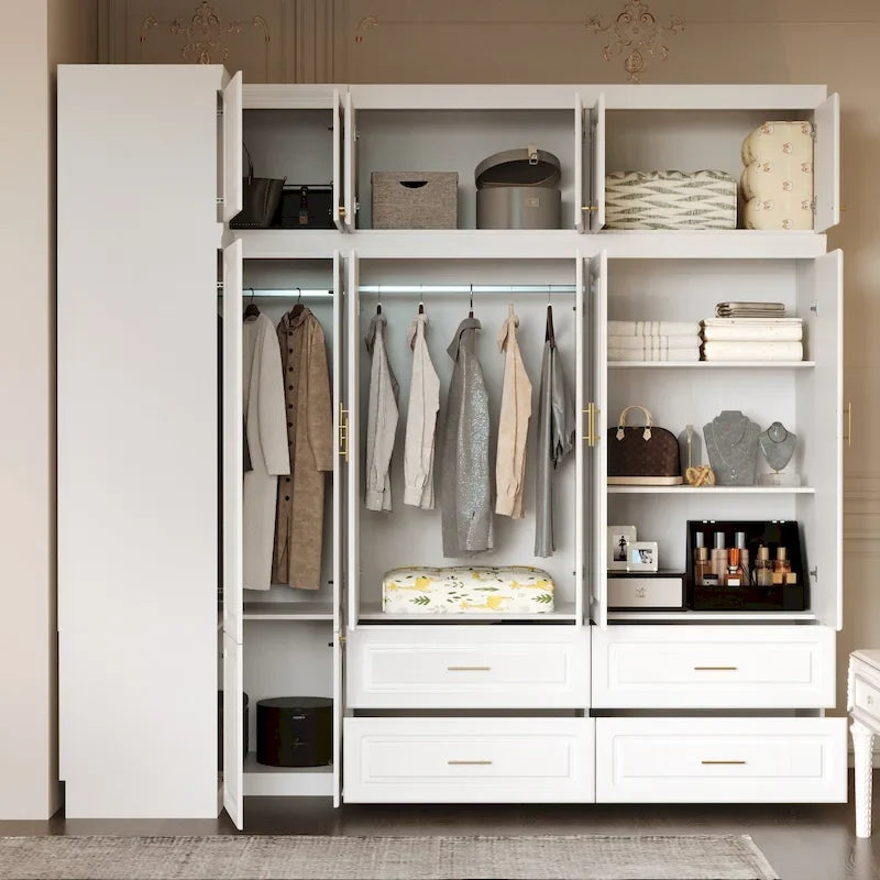 93.9H/74.2H Armoires Penderie Placard Rangement avec Tiroirs