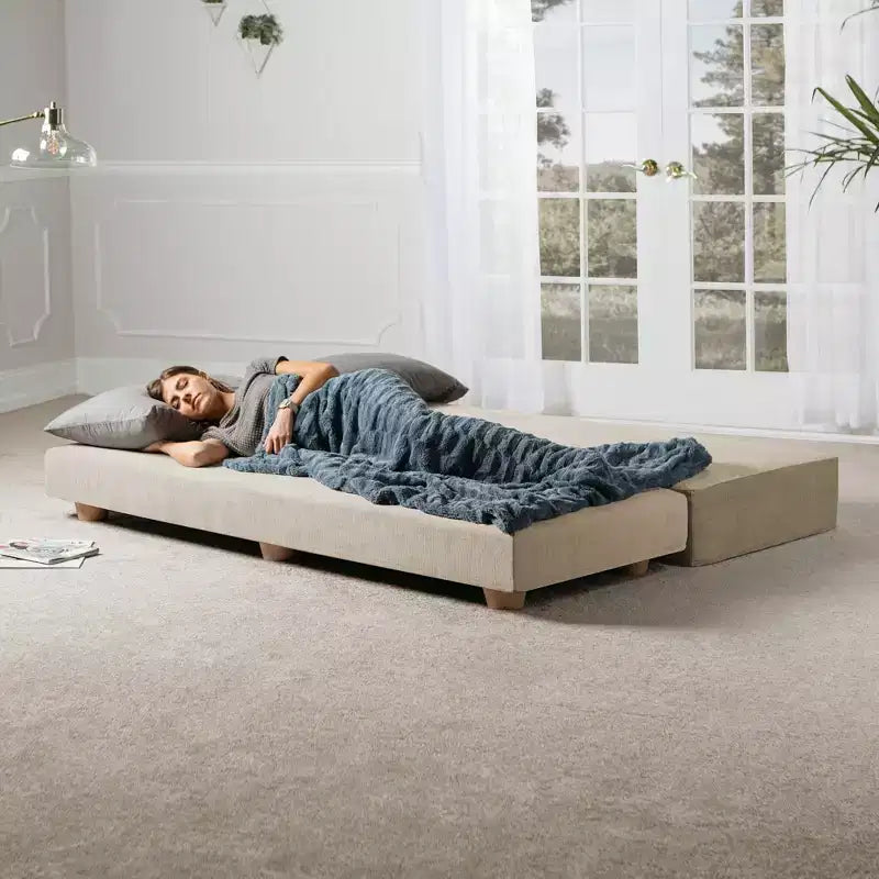 Divano letto / Letto estraibile queen-size - Microvelluto