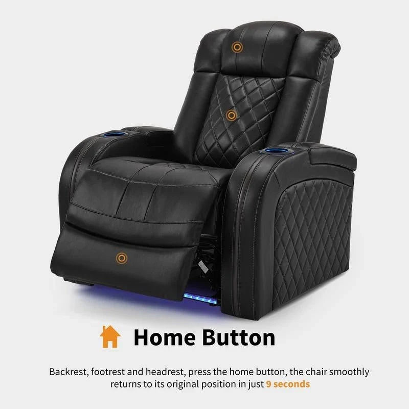Poltrona reclinabile MCombo con poggiatesta regolabile, sedile home theater a doppio motore con porta USB, pelle traspirante HTS411