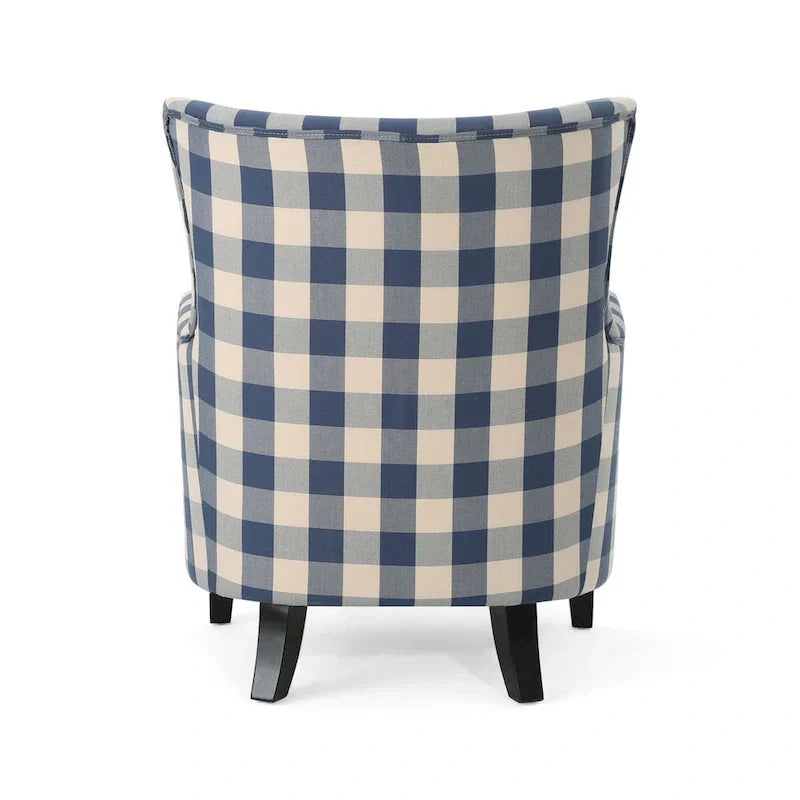 Poltrona imbottita schienale alto Modern Retro 30,25" con gambe in legno per soggiorno