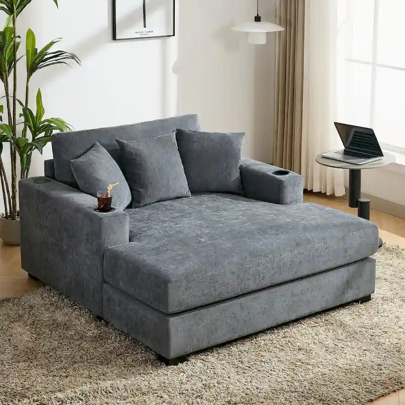 Chaise longue oversize a tre misure con cuscini