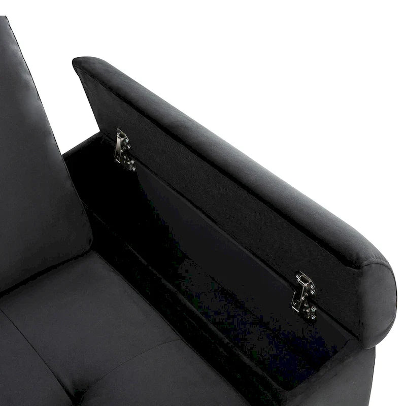 Divano sezionale a L a 5 posti con funzione letto, con pouf contenitore, vano contenitore nel bracciolo e ricarica USB per soggiorno, 84,75 pollici