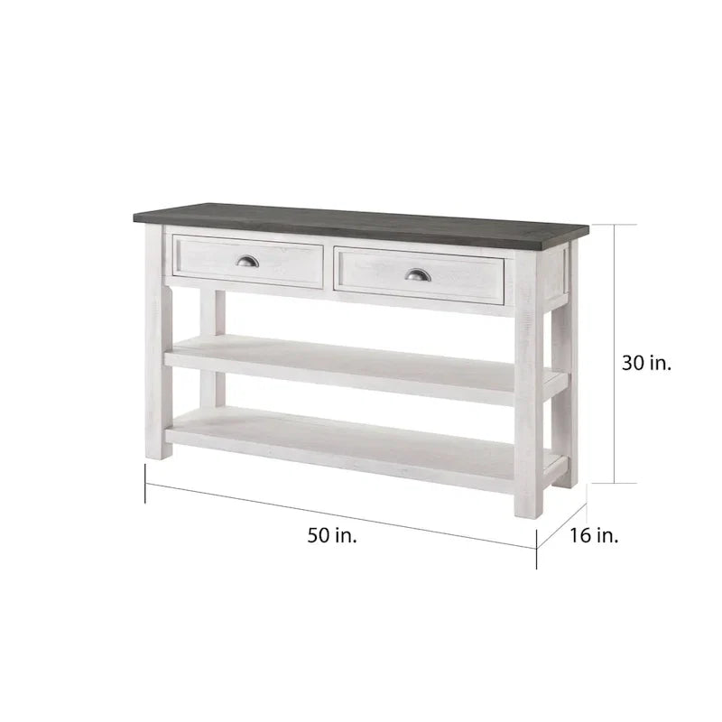 The Gray Barn Downington Consolle da Divano in Legno Massello a 2 Cassetti